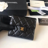 Chanel Wallet Top version 【Original Leather】Small Ladies Wallet Three-Fold Wallet Short Wallet Caviar Cowhide Imported Sheepskin Women's Wallet