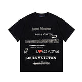 Louis Vuitton LV T-shirt Large Chest Letter Print logo round Neck Short Sleeve25ss New pure cotton T Unisex T-Shirt OS Drop Shoulder Loose Fit Base Shirt Top T-Shirt Short Sleeve