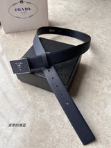 PRADA Belt Top version 【First Layer Cowhide】Men's Belt P Home Classic Business Belt Fashion Casual Width:3.5cm Boutique Pattern Automatic Buckle316Fine Steel Made Selected First Layer Cowhide Italian Leather Embryo PA Sliding Teeth Are Strong and Durable