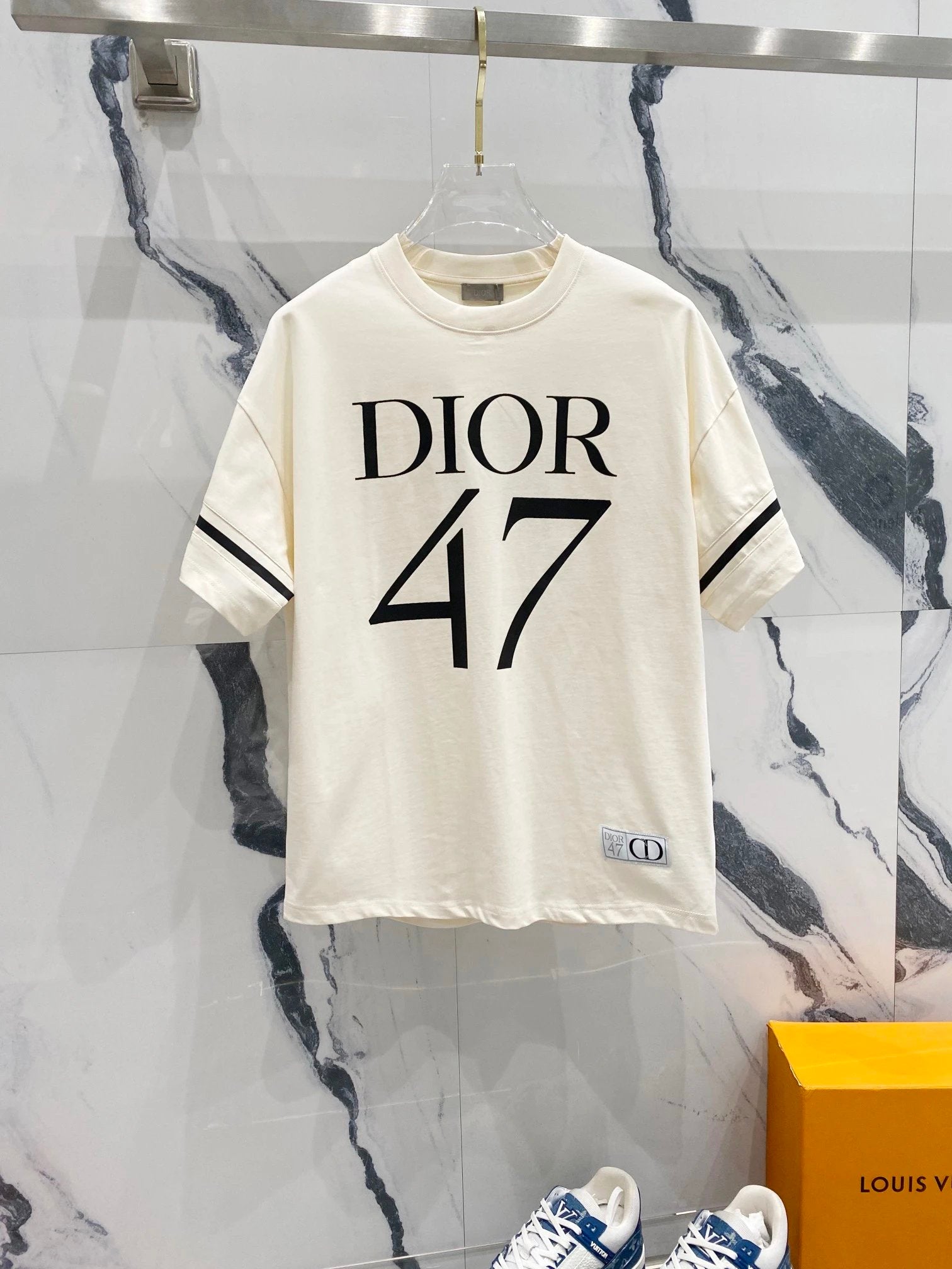 Dior T-shirt Large LOGO Printed Crew Neck Short Sleeve Pure Cotton T Unisex T-Shirt OS Loose Fit Base Shirt Casual Simple T-Shirt