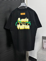 Louis Vuitton LV T-shirt Back Coconut Tree Letter Print logo round Neck Short Sleeve25ss New pure cotton T Unisex T-Shirt OS Loose Fit Base Shirt Top Half Sleeve T-Shirt