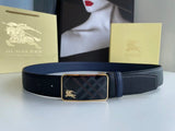 Burberry Belt Top version 【Original Custom】Original New Men's Leather Belt Width3.5cm Double-Sided Imported First Layer Calfskin Full Grain Leather Genuine Goods Quality Original Letter Rotating Buckle Counter Full Set Gift Box Packaging B Home Belt
