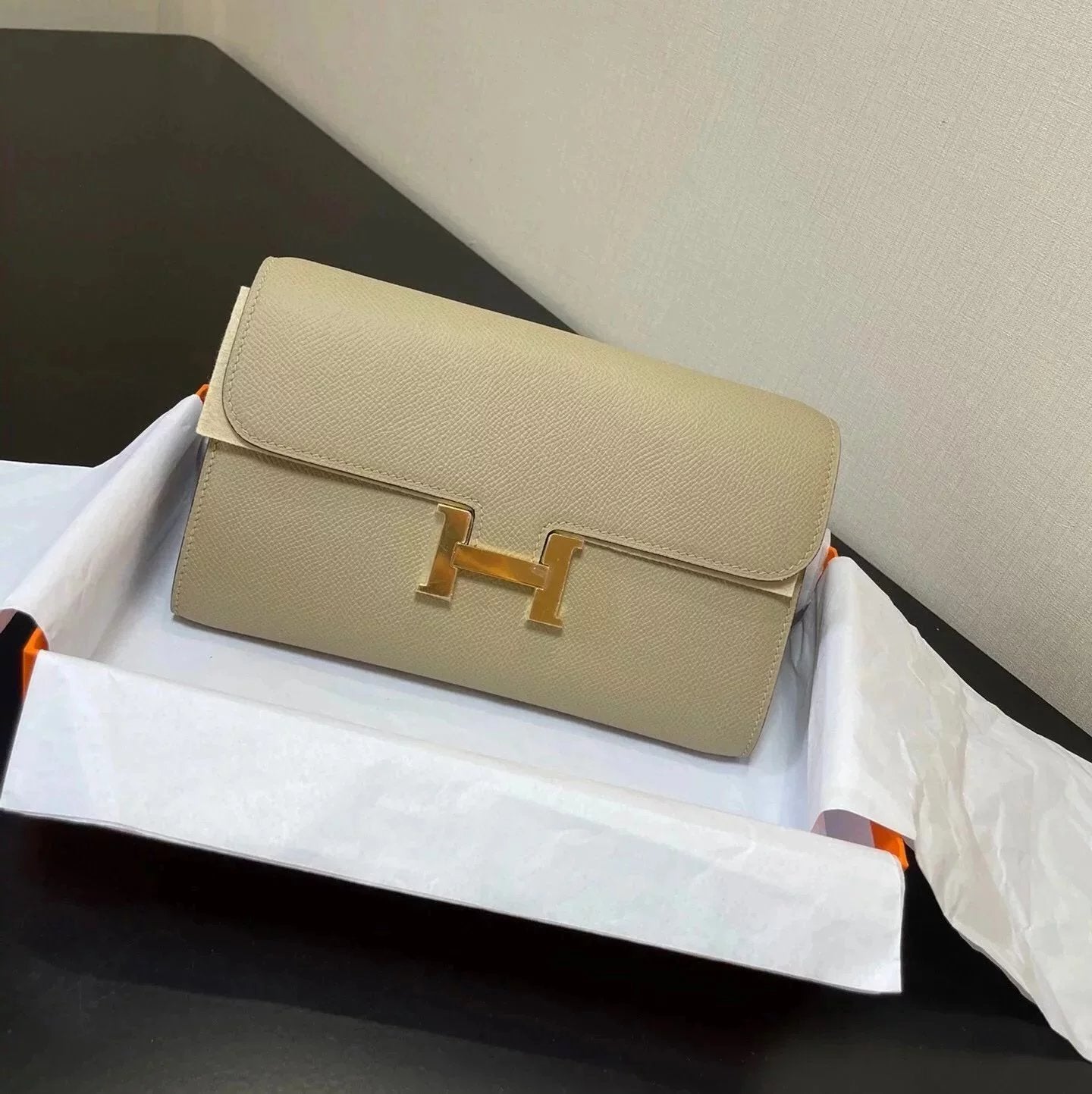 Hermes women's bag Top version New Kangkang Women's Bag epsom Leather Palm Print ConstanceToGoWoc Shoulder Crossbody Handbag Clutch Long Long Purse Wallet Dinner Bag