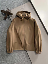 Balenciaga Jackets 2024Autumn and Winter New Front and Back logo Printed Hooded Windproof Jacket Coat Unisex