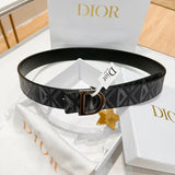 Dior Belt Top version Original Single Original Single Men and Women Universal Belt Width3.5cm Counter Full Set of Packaging Original Leather Material Classic Presbyopic Full Printed Canvas Full Stand Leather Lychee Pattern Bottom Letter Buckle Support NFC