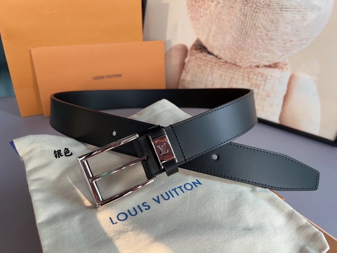 Louis Vuitton LV Belt Top version 【Counter Quality】The Most New Belt4.0cm Men's Belt Pin Buckle Men's Leather Belt with Classic Presbyopic Checkered Belt with Genuine Goods Packaging No Problem in and out of the Counter Versatile Casual Fashion Formal Wea