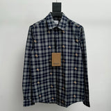 Burberry Shirt Classic Plaid Shirt Casual Loose Turn-down Collar Long Sleeve Shirt Unisex24ss Autumn and Winter New Products