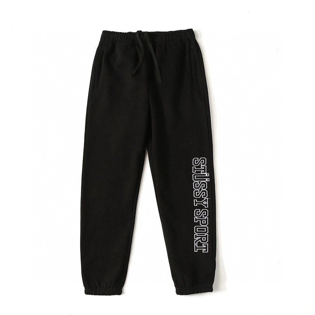 Stussy Sweatpants Top Version Embroidery New Pure Cotton Men's and Women's Same Casual Trousers Sweatpants Pants