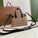 Burberry Women's Bag Top version TheBanner Small Size House Plaid Leather Banner Handbag Banner Women's Bag Cowhide Leather Single-Shoulder Bag Handbag Star Style