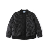 PRADA Down jacket Turn-down Collar Wheat Ear Down Jacket Unisex Fluffy Hooded Long Sleeve Puffer Coat Winter Thickened Warm Loose Versatile Fashion