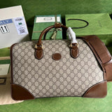 Gucci Women's Bag Top version 【Super Original Leather】2023New Ophidia Brand New Fashion Series Travel Bag Brown Black Men and Women Same Style Travel Bag42cm Business Traveling Luggage Bag Gym Bag Large Capacity Handbag Business Bag Travel Bag696014
