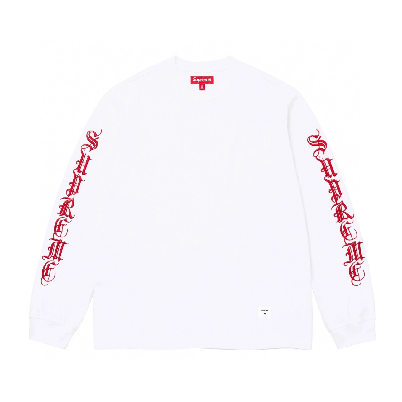 Supreme Hoodie Top Version Fashion Brand Autumn Bottoming round Neck Long Sleeve Printed Pure Cotton Embroidery Long Sleeve Men and Women Same Style Couple Wear Loose Long T