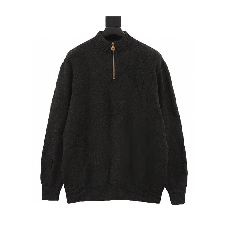 Louis Vuitton LV Sweater Dark Jacquard Half Zipper Sweater for Men and Women