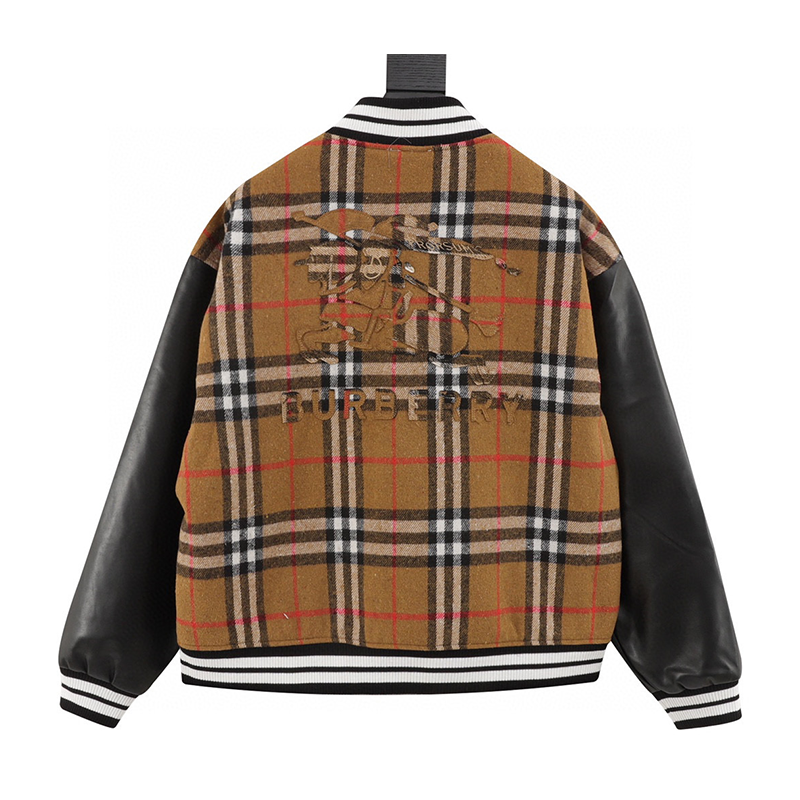 Burberry Jackets Striped Embroidery Stitching Baseball Uniform Jacket Coat for Men and Women