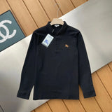 Burberry Hoodie 100% Cotton Pique Mesh Embroidered Loose Men's Long Sleeve POLO Classic Long Sleeve Turn-down Collar Shirt