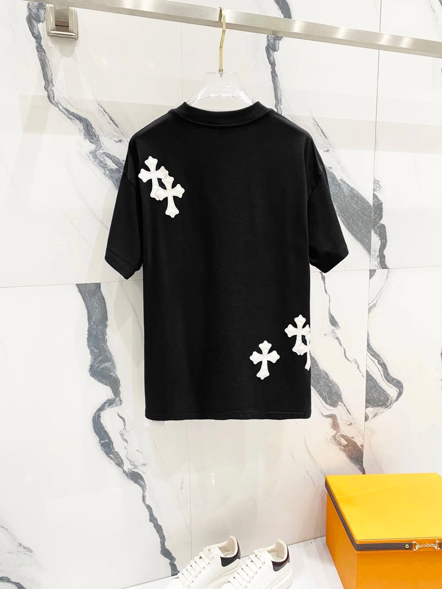Chrome Hearts T-shirt Front and Rear Stickers logo round Neck Short Sleeve25ss New pure cotton T Unisex T-Shirt OS Loose Fit Base Shirt Top Half Sleeve T-Shirt
