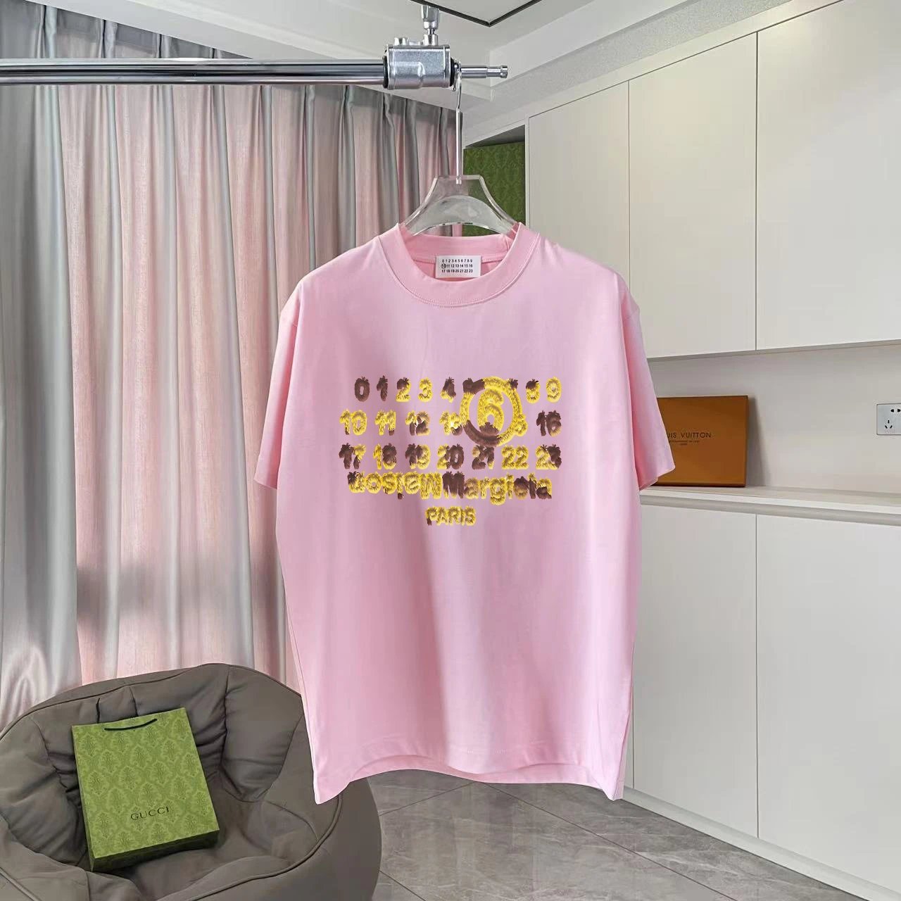 Maison Margiela T-shirt Chest Letter and Number Print logo round Neck Short Sleeve25ss New Pure Cotton Unisex Style T T-shirt OS Loose Fit Base Shirt Half Sleeve T-Shirt Top Half Sleeve