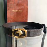 Stefano Ricci Belt Top version Original Order Men's Belt Width:3.8cm Boutique Eagle Head Fine Steel Buckle Gold Vacuum Plating New Belt Selected Italian First Layer Cowhide Shark Pattern Matching Crystal Calfskin Bottom Fashion Casual Quality Business Cas