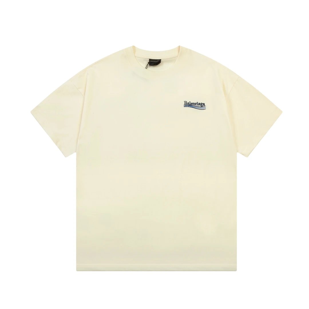 Balenciaga T-shirt Coke Wave Print on the Chest logo round Neck Short Sleeve25ss New Pure Cotton Unisex Style T T-shirt OS Loose Fit Base Shirt Top Half Sleeve T-Shirt