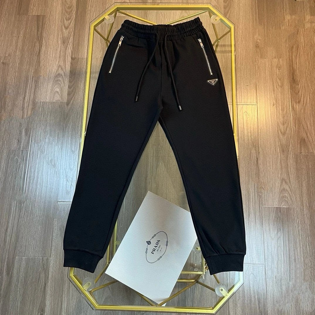 PRADA Sweatpants New Cotton Drawstring Men's Nylon Pocket Patch Classic Triangle Logo Sports Casual Pants