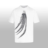 LOEWE T-shirt Feather Print on the Chest logo round Neck Short Sleeve25ss New pure cotton T Unisex T-Shirt OS Loose Fit Base Shirt Top Half Sleeve T-Shirt