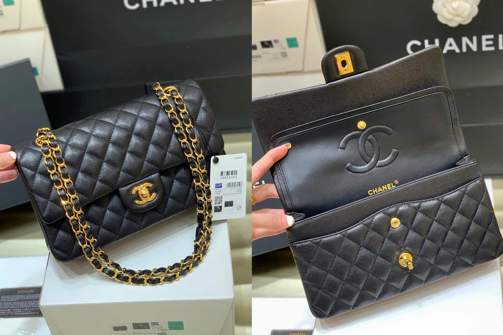 Chanel Women's Bag Top version 【Level Surrogate Shopping】New Classic CF Bag ClassicFlap2.55CF Medium25cm Original Leather Ball Pattern Caviar Diamond Chain Sheepskin Bag Shoulder Messenger Bag Women's Bag1112CF25cm Medium