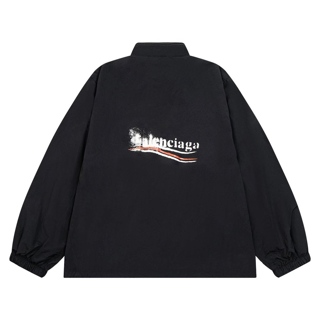 Balenciaga Jackets Runway Style Fuzzy Cola Wave Print Waterproof Jacket Casual Loose Hooded Coat os Unisex Style24ss Autumn and Winter New Products