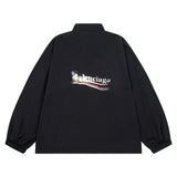 Balenciaga Jackets Runway Style Fuzzy Cola Wave Print Waterproof Jacket Casual Loose Hooded Coat os Unisex Style24ss Autumn and Winter New Products
