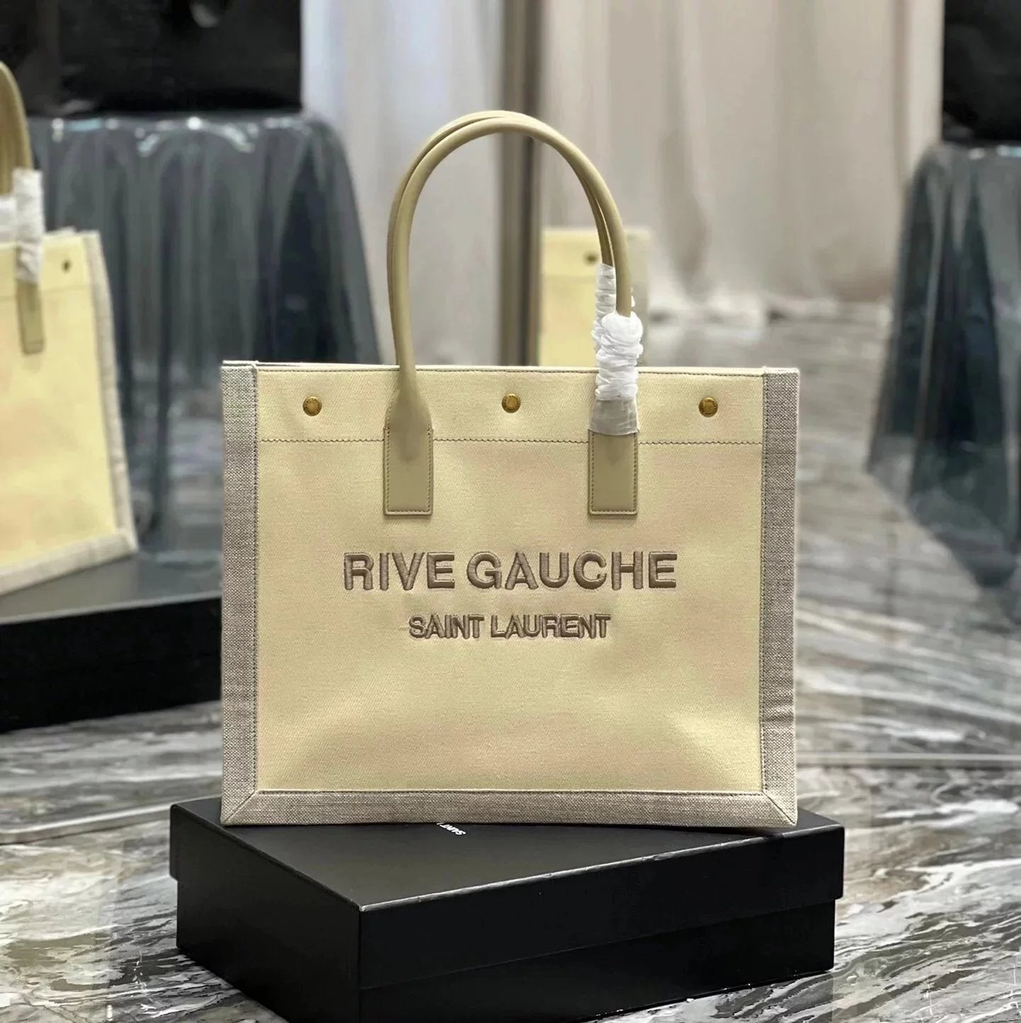 YSL Women's Bag Top version 【New Shelf Original Leather】Autumn and Winter New Counter Latest RIVEGAUCHE French Linen Bucket Bag Bucket Bag Crossbody Bag Shoulder Bag RiveGaucheToteBag Left Bank Shopping Bag Tote Bag Beach Bag Oatmeal Color Tote Bag Shoppi