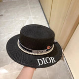 Dior Hat New Printed Large Letters logo Women's Elegant Beach Sun Protection Bucket Hat