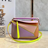 LOEWE Women's Bag Top version 【Level Surrogate Shopping】puzzle Geometric Bag Women's Bag mini18cm Mini Geometric Bag Crossbody Bag Small Size24cm Medium29cm Splicing Box Bag loewe Classic Geometric Crossbody Bag