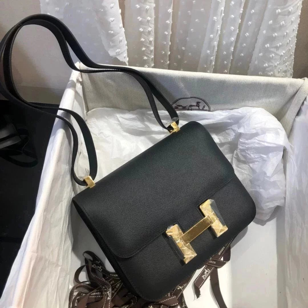 Hermes women's bag Top version 【H Handmade Custom】Stewardess Bag Constance Bag constance Silver Buckle Gold Buckle EP Women's Leather Crossbody Shoulder Bag2424