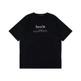 Louis Vuitton LV T-shirt Chest Beaded Letter Embroidery logo round Neck Short Sleeve25ss New Pure Cotton Unisex Style T Casual T-Shirt Base Layer Shirt OS Loose Fit Half Sleeve Top Plus Size