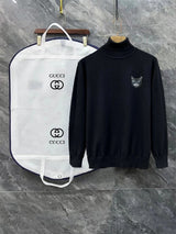 Gucci Sweater Owl logo Turtleneck Sweater Coat Men's and Women's Same Style Outerwear OS Loose Top Long Sleeve Soft Glutinous Idle Style