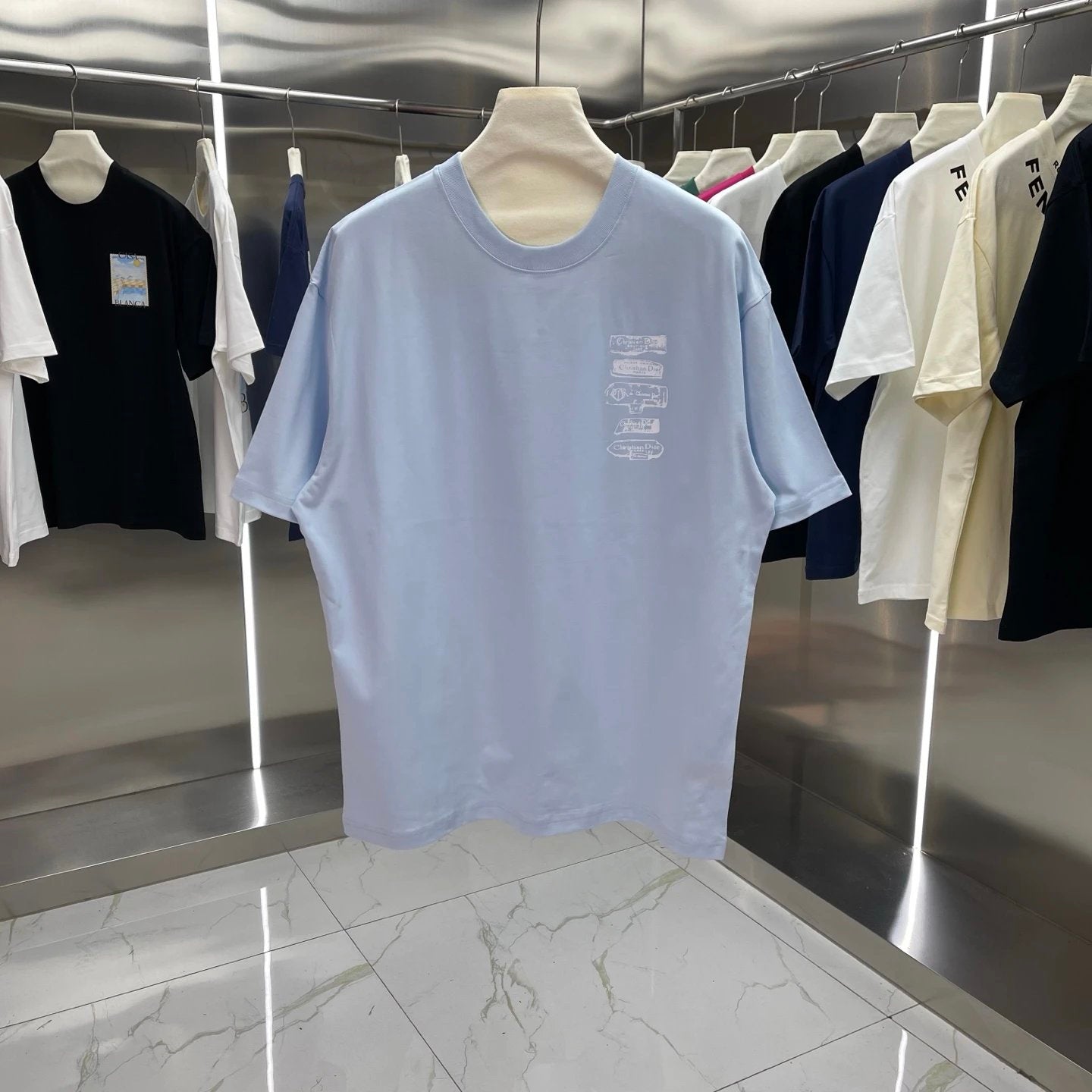 Dior T-shirt Chest Letter Print logo round Neck Short Sleeve25ss New Pure Cotton Unisex Style T T-shirt OS Loose Fit Base Shirt Half Sleeve T-Shirt Top Half Sleeve