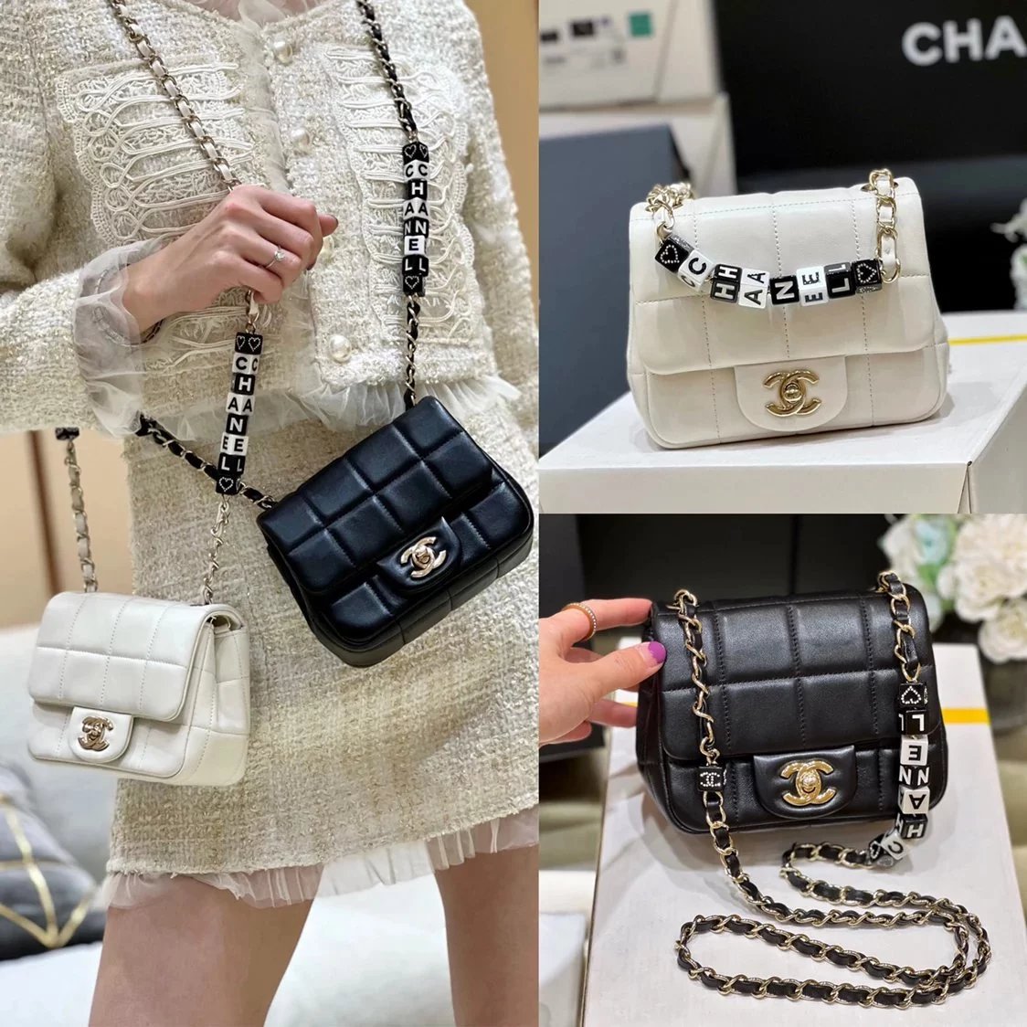 Chanel Women's Bag Top version 【Platinum Edition Genuine Goods】New Products on Sale?23C Early Spring Dice Chain Flap Bag CF Fang Fat Original Sheepskin2023New Dice Bag Women's Bag Crossbody Bag Shoulder Bag