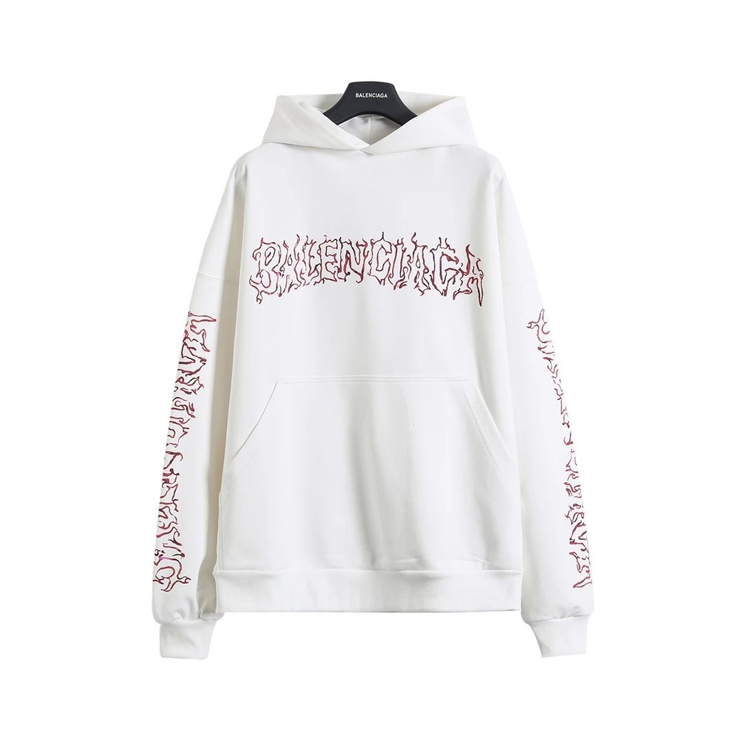 Balenciaga Hoodie 24FW Year of the Dragon Limited Hollow Flame Totem Hoodie Sweatshirt Unisex Sports Casual Loose Fit Versatile