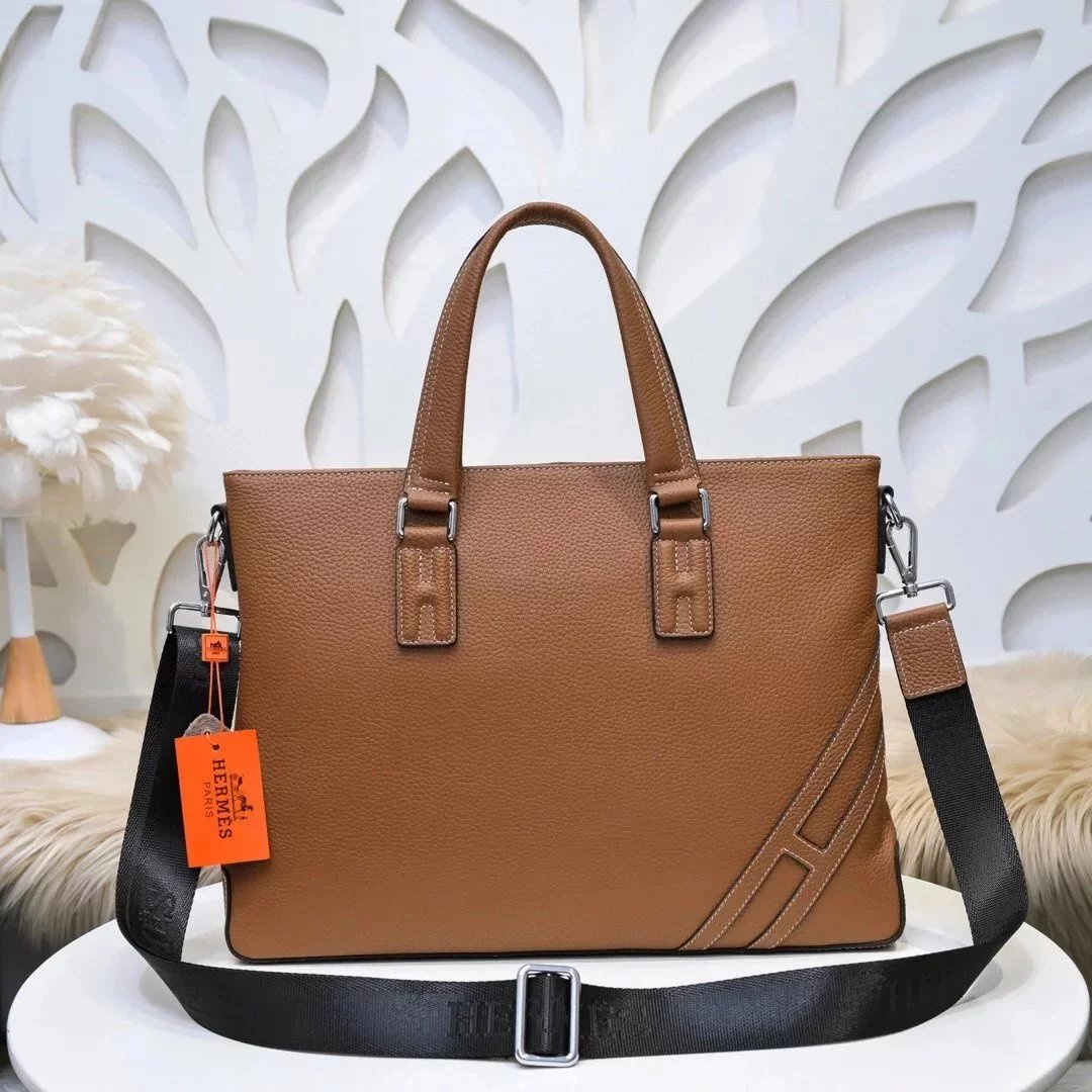 Hermes men's bag Top version Can Support Counter Comparison New Men's Briefcase Shoulder Messenger Handbag Briefcase Briefcase Handbag Briefcase Men's Bag