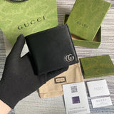 Gucci Wallet Top version 【**Original Factory】Marmont Series Cowhide Bi-Fold Wallet Men's Short Wallet Fold Short Wallet Wallet Men's and Women's Wallet428726