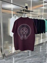 Chrome Hearts T-shirt 3D Silicone Rhinestone Horse Hoof Flower logo Round Neck Short Sleeve Pure Cotton Unisex T Shirt Bottoming Shirt OS Loose Fit T-Shirt