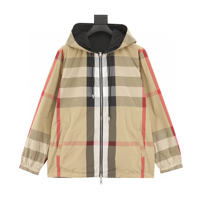 Burberry Jackets Classic Large Plaid Double-Sided Hooded Jacket for Men and Women