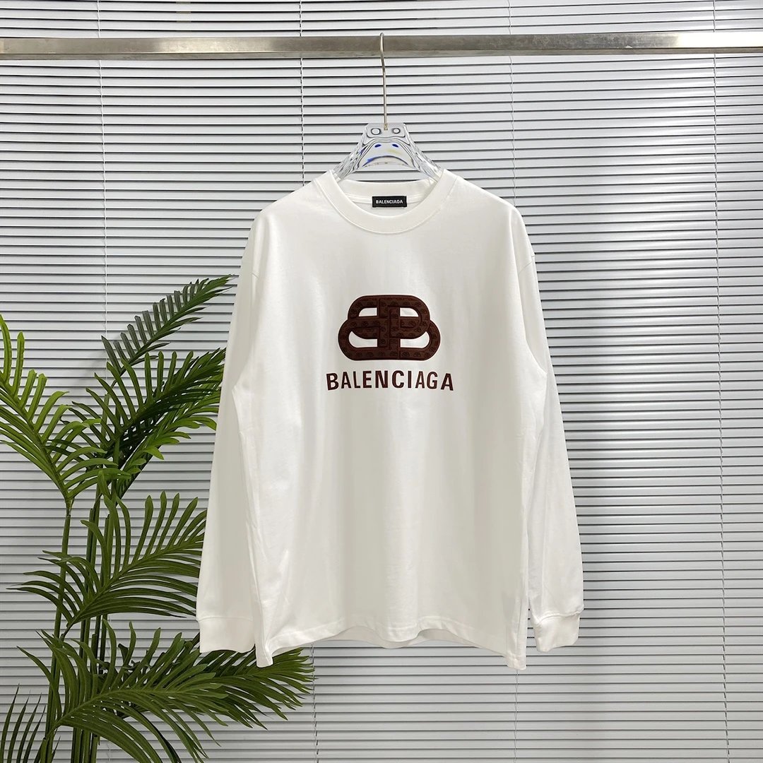 Balenciaga Hoodie New Long Sleeve T T-shirt Pair Blogo Round Neck Sweatshirt Long Sleeve Base Shirt Jacket Top Fashion Unisex Sports Casual Loose Fit Versatile Autumn Winter New Arrival