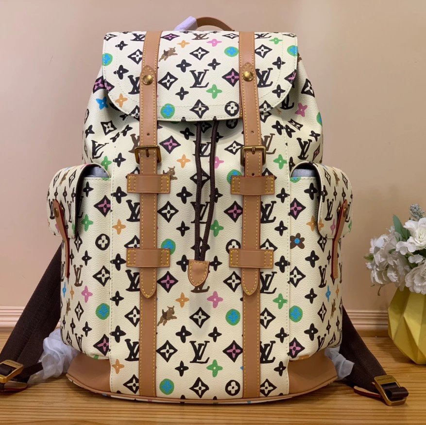 Louis Vuitton LV Backpack Top version 【Original Leather Top Version】24Spring and Summer New M25240White Color M41379Christopher Small Size Backpack Men's Backpack Hiking Backpack Tyler Joint Backpack Men's and Women's Bags