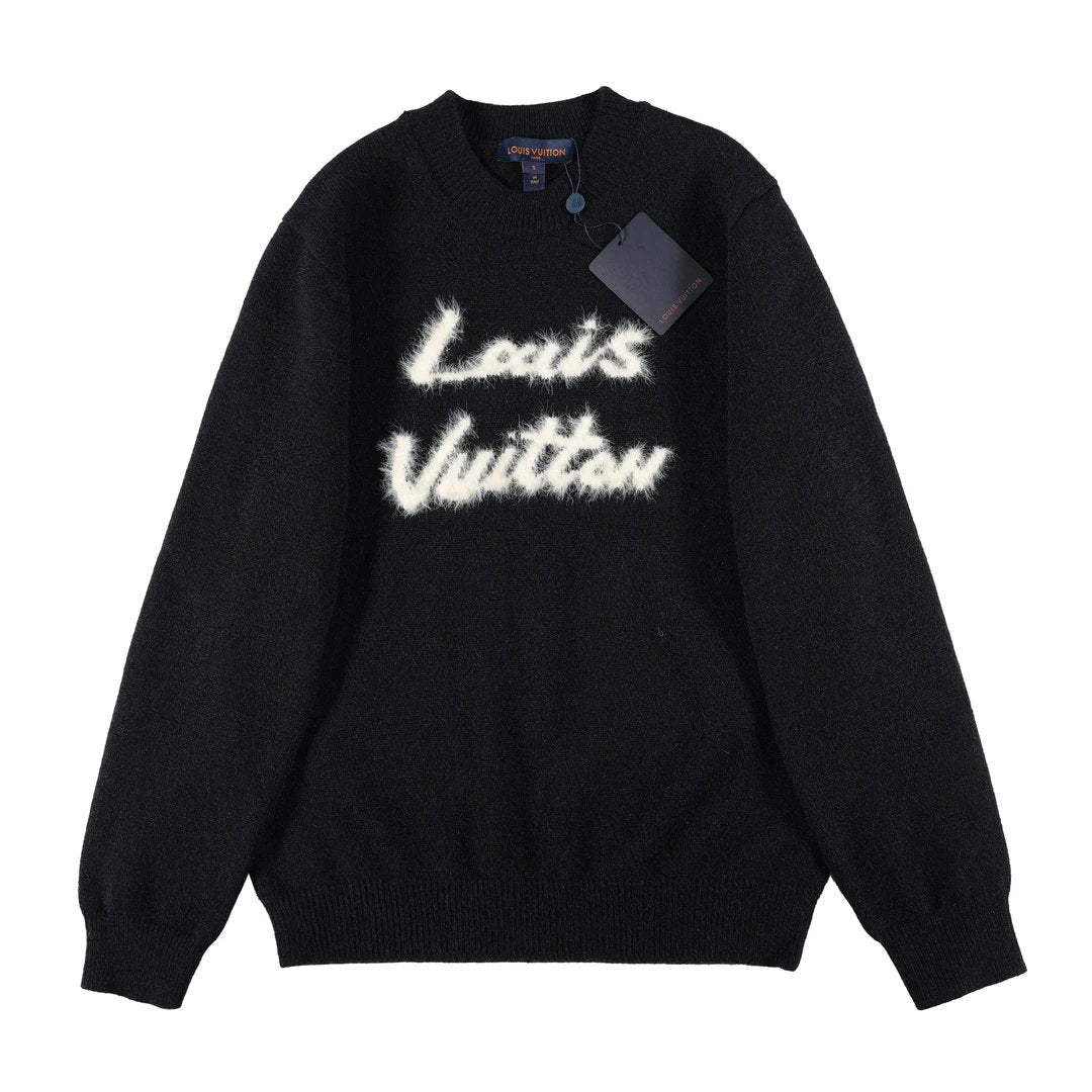 Louis Vuitton LV Sweater Mohair Crew Neck Sweater Long Sleeve Thickened Lazy Style OS Loose Fit Unisex Knit Top Jacket Versatile Casual Wearable Inside and Outside