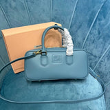 Miu Miu Bag Top version 【Original Leather】New Bowling Bag Miu Home Unique Style Matelasse Sheepskin Bag Small Size Large Size Hand-Held Pleated Sheepskin Leather Women's Bag Box Bag Travel Bag New Women's Bag Pillow Bag Bowling Bag5BB1845BB142