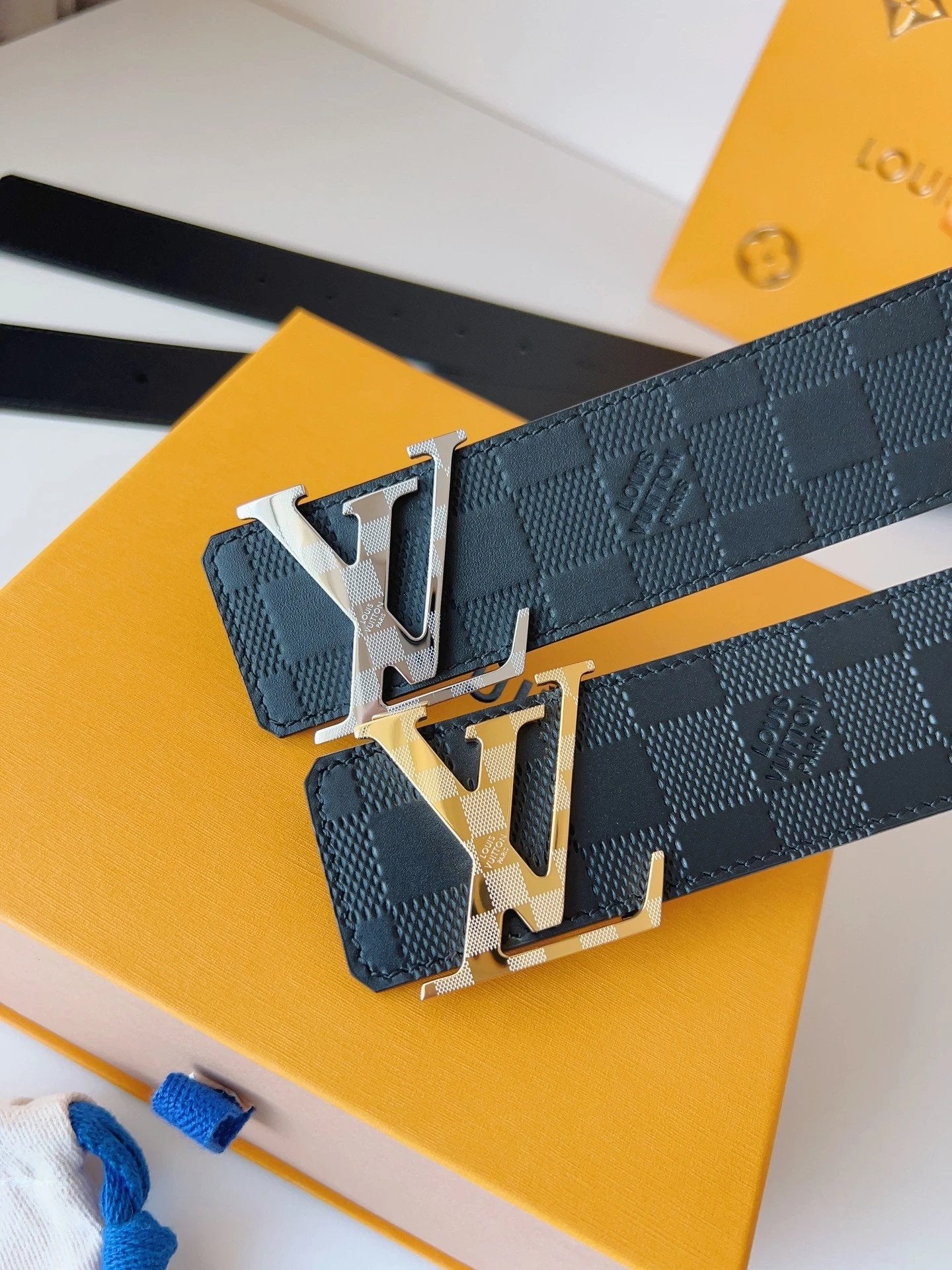 Louis Vuitton LV Belt Top version 【Counter Quality】The Most New Belt4.0cm Men's Belt Metal Buckle Men's Leather Belt with Classic Chessboard Plaid Belt with Genuine Goods Packaging in and out of the Counter No Problem Versatile Casual Fashion Formal Wear