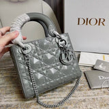 Dior Women's Bag Top version Original Leather2022Spring and Summer New Diamond Rattan Plaid Diana Bag3Grid MiniLady Three Grids17cm New Diamond Rattan Plaid Women's Cow Leather Bag