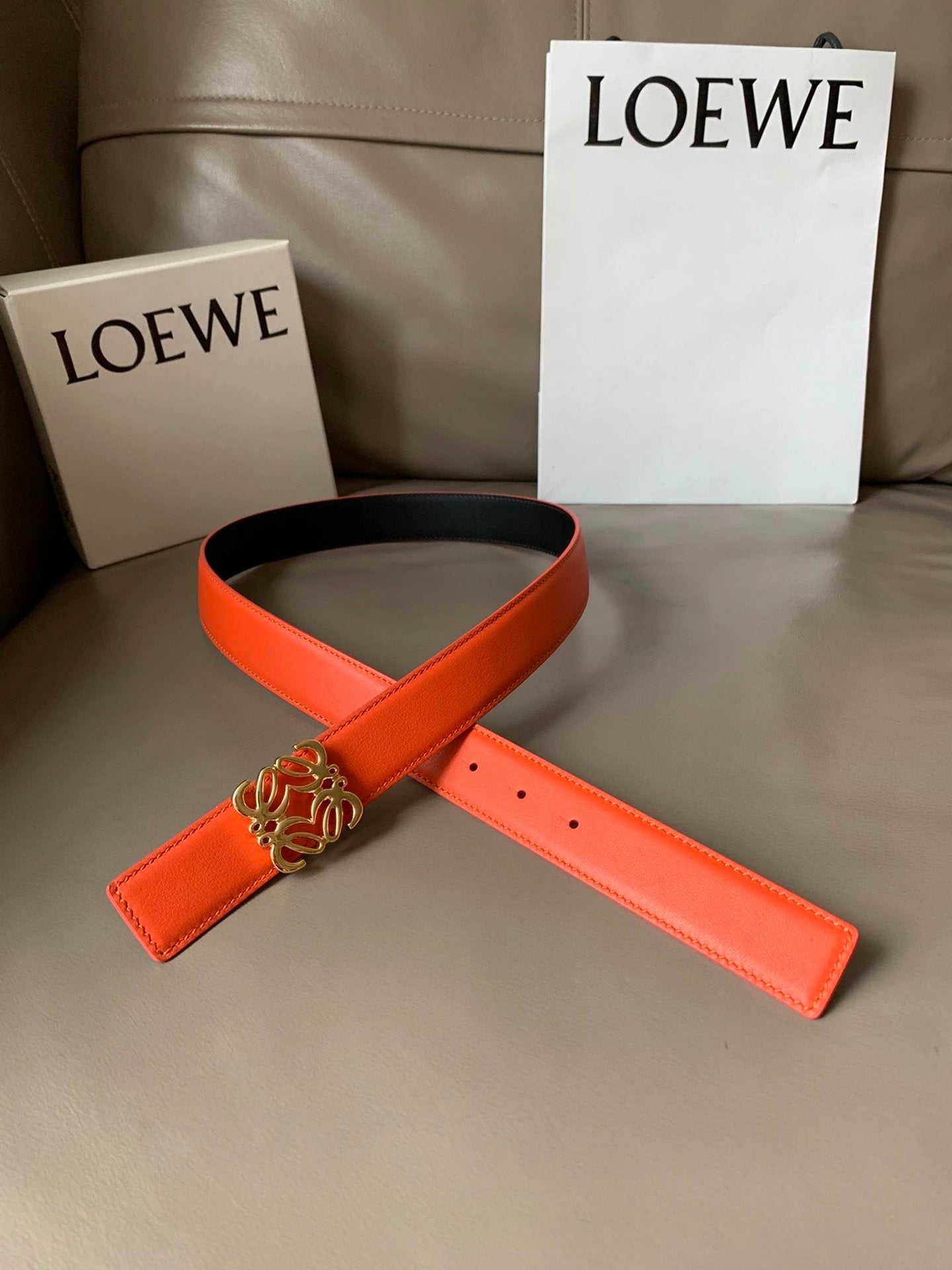 LOEWE Belt Top version Belt Genuine Cattlehide Leather Surface Original Single Original Single Double-Sided First Layer Original Cowhide3.2Women's Belt Man's Belt Men's Belt Business Casual Pants Belt Women's Business Casual Belt Belt Women's High-End Bel