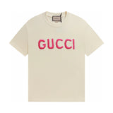 Gucci T-shirt Red brand on the chest logo round Neck Short Sleeve25ss New pure cotton T Unisex T-Shirt OS Drop Shoulder Loose Fit Base Shirt Top T-Shirt Short Sleeve