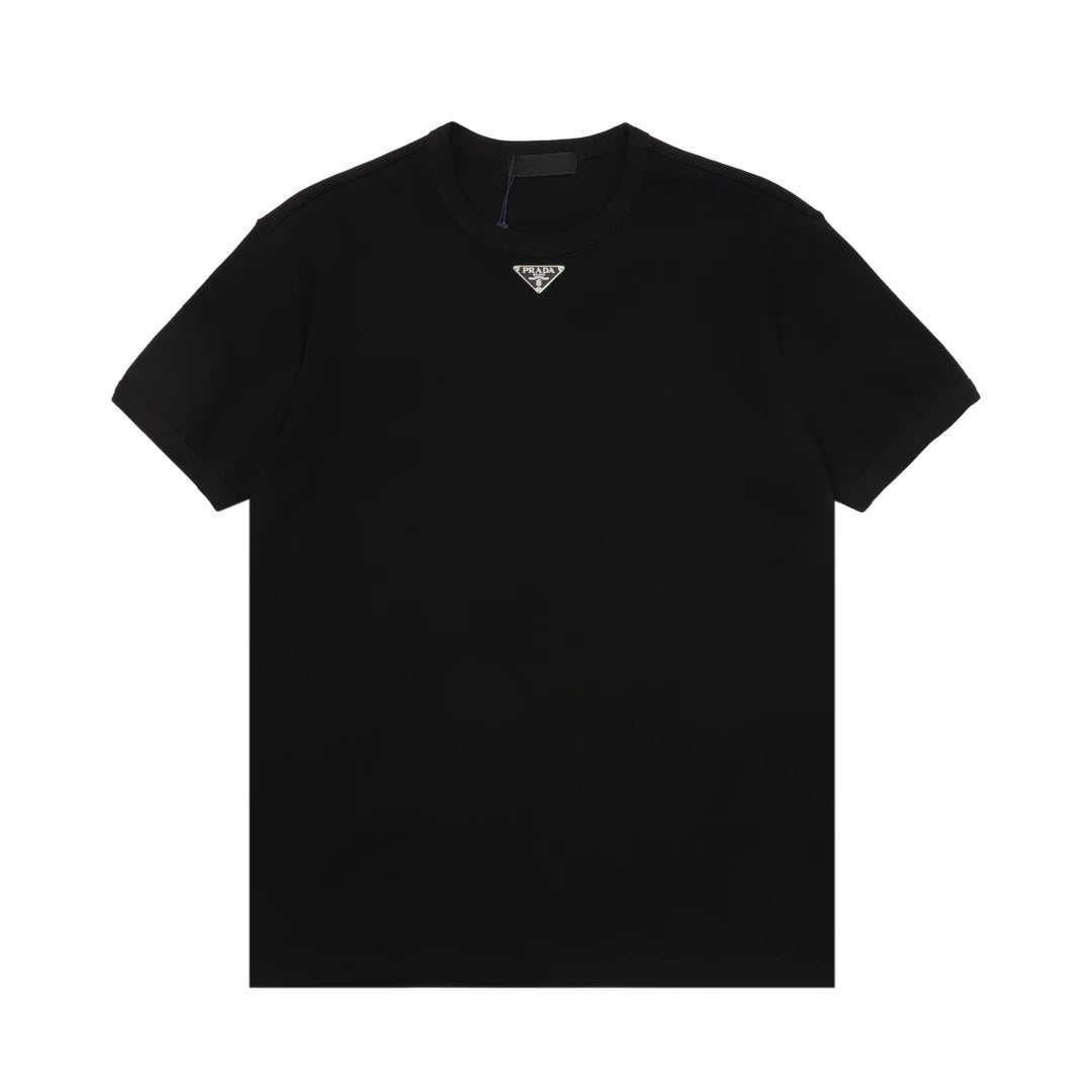 PRADA T-shirt Neck Triangle Tag logo round Neck Short Sleeve25ss New Pure Cotton Unisex Style T Casual T-Shirt Base Layer Shirt OS Loose Fit Half Sleeve Top Plus Size
